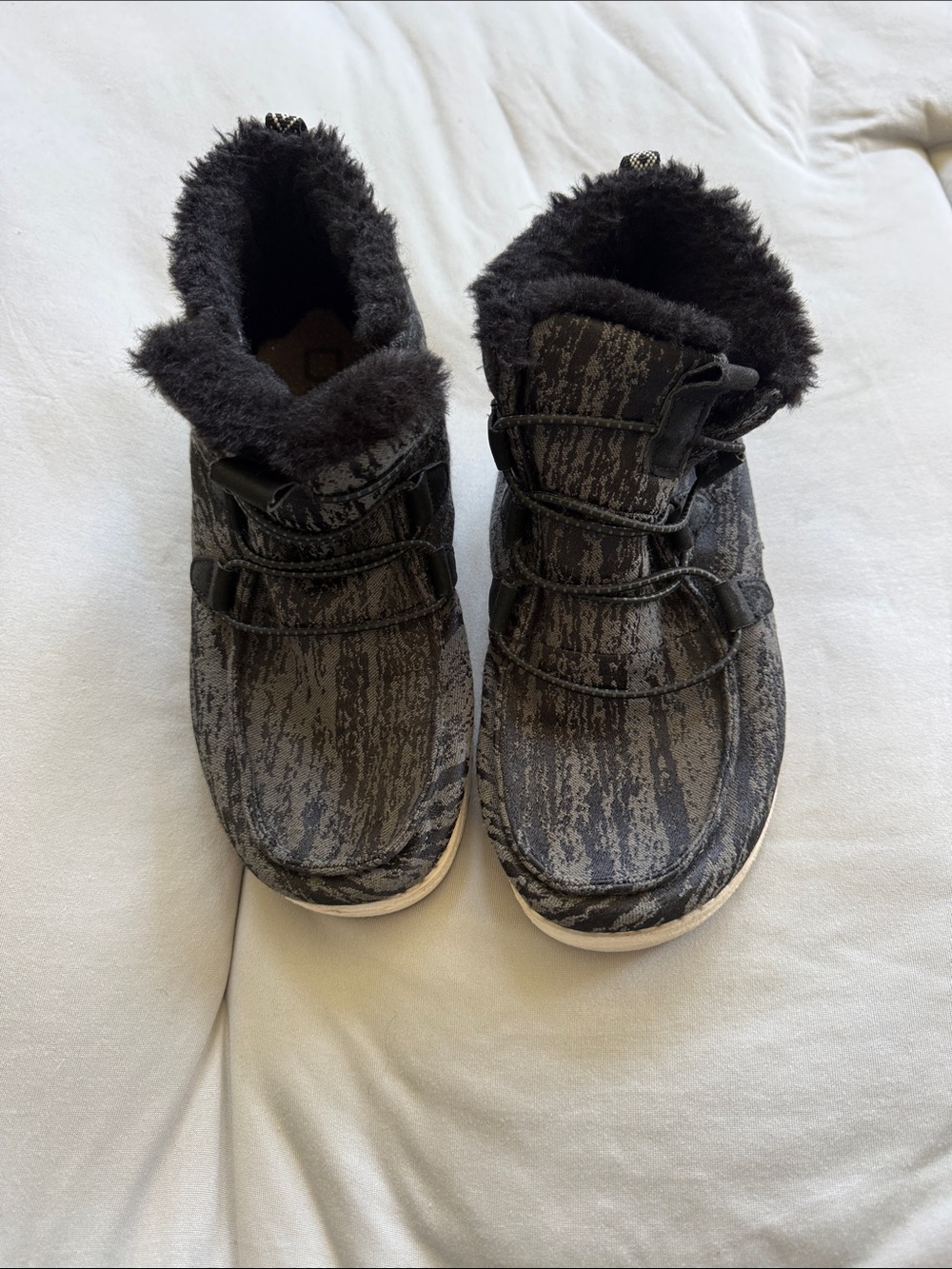 Hey Dude Kids Black Fleece-Lined Slip-On Boots